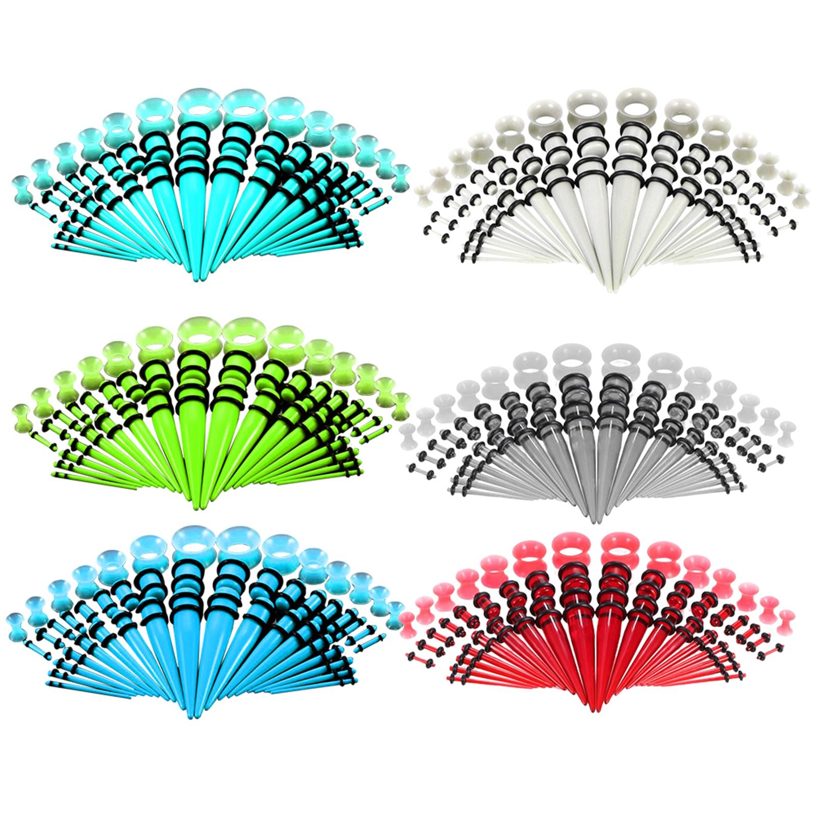 Body Jewelry Gauge Sizes - 50 adet çok boyutu göstergeleri kiti,