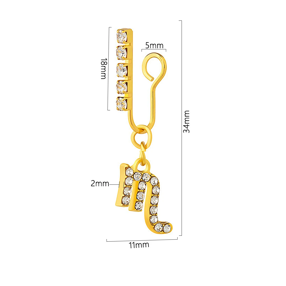 Body Jewelry Ear - 2 paket kulak klipleri Metal zirkon