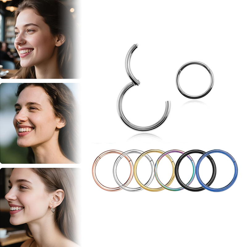 Body Jewelry Ear - 16G 316L Cerrahi Çelik Menteşeli Clicker