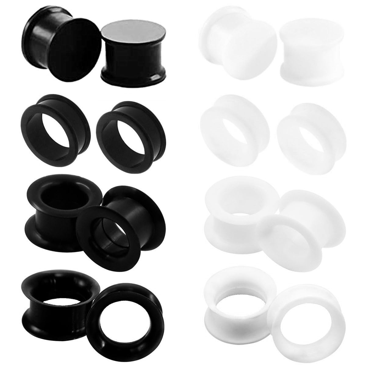 Body Jewelry Gauge Sizes - 2/16 adet beyaz siyah esnek kalın