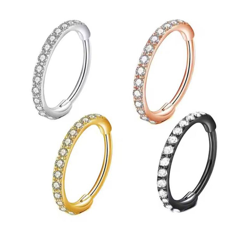 Body Jewelry Ear - 16G Şeffaf CZ Burun Halkası 316L