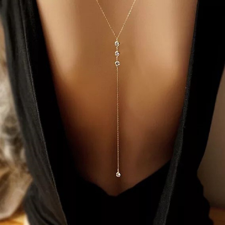 Body Chain Jewelry - Yeni Rhinestone Seksi Kadın Sırt Zinciri
