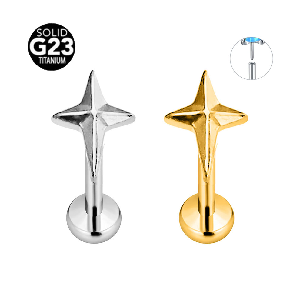 Body Jewelry Threadless - ASTM F136 G23 titanyum yıldız çapraz