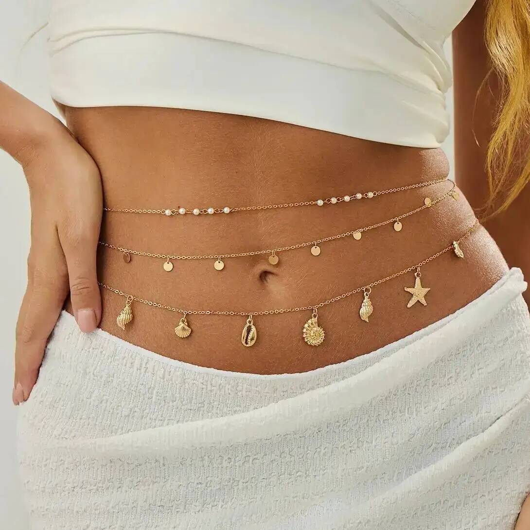 Body Chain Jewelry - IngeSight.Z 3 adet/takım Boho Denizyıldızı Kabuklu
