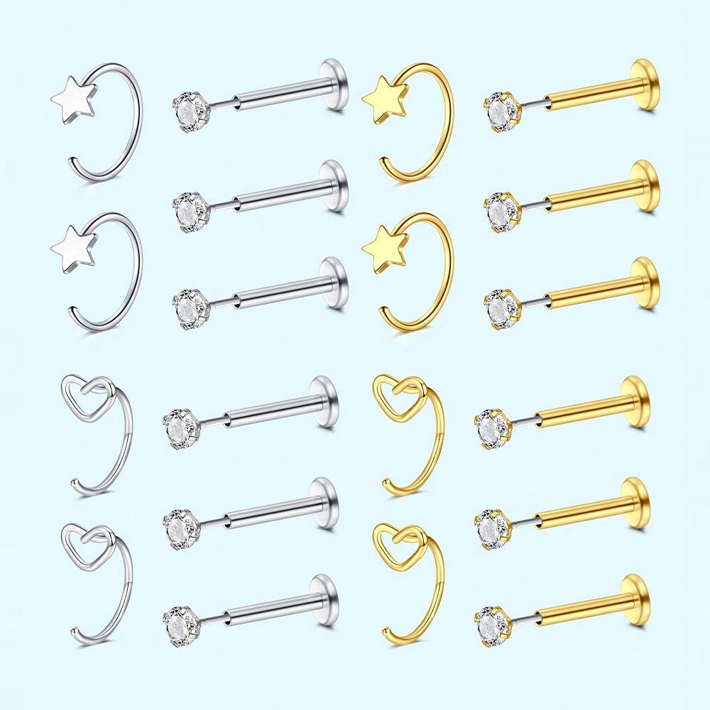 Body Jewelry Threadless - 5 Adet Burun Halkası Çemberleri Dişsiz