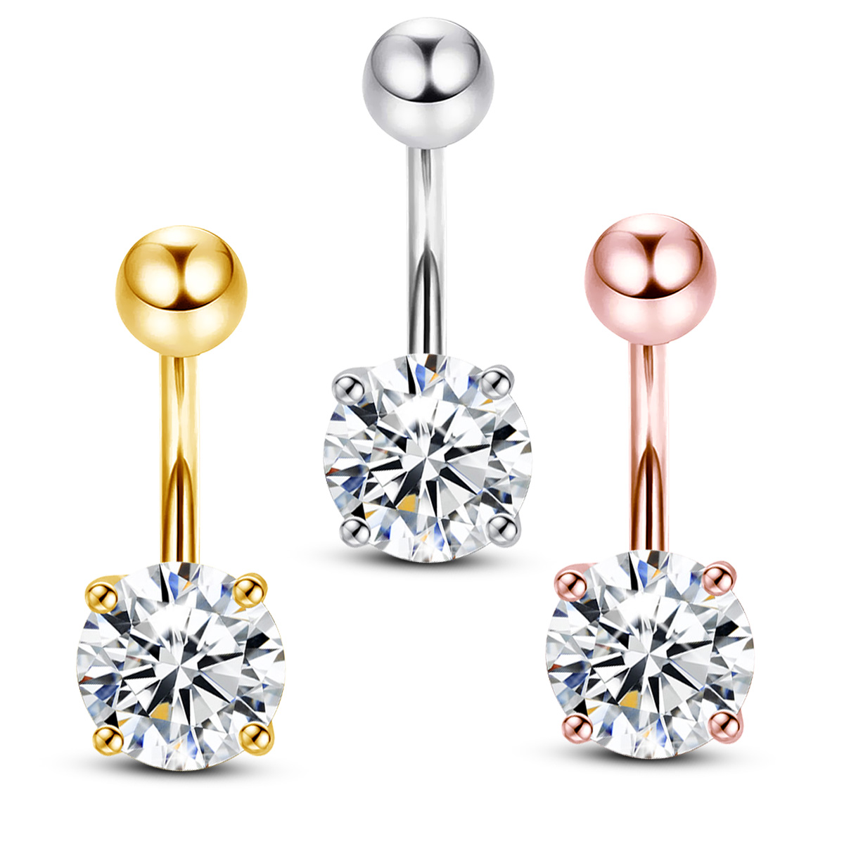 Body Jewelry Real Gold - Moissanite Göbek Piercingleri Göbek Halkaları Piercing