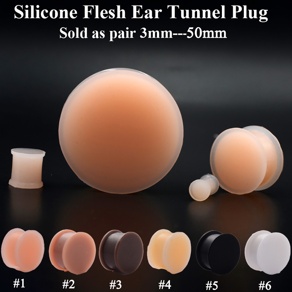 Body Jewelry Gauge Sizes - 1 çift Silikon Esnek Kalın Kulak