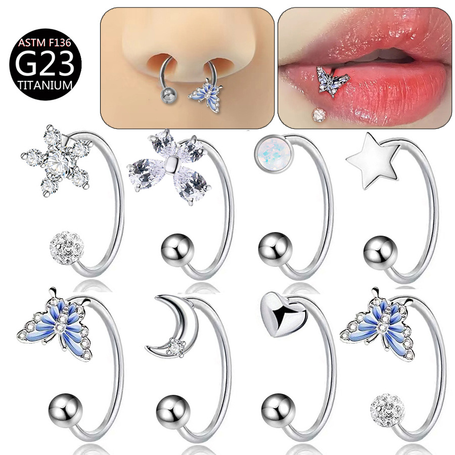 Body Jewelry Nose - ASTM F136 Titanyum Kelebek Dudak Halkası