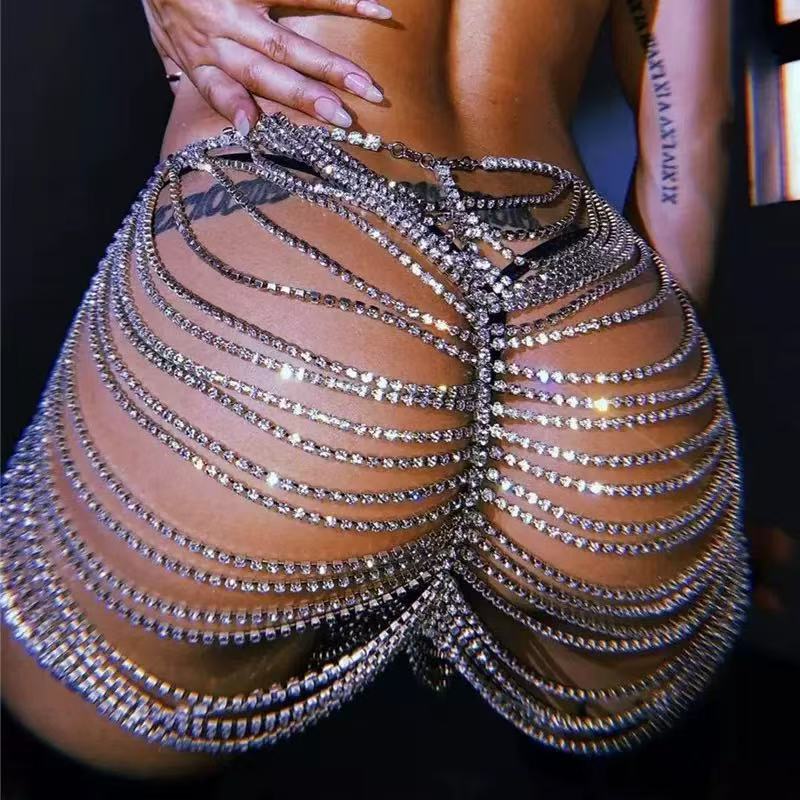 Body Jewelry Dress - 1 adet Seksi Moda Rhinestone Popo