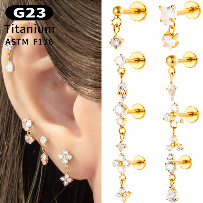 1 adet G23 titanyum 16G Labret - Body Jewelry Threadless incelemesi ve fiyatı