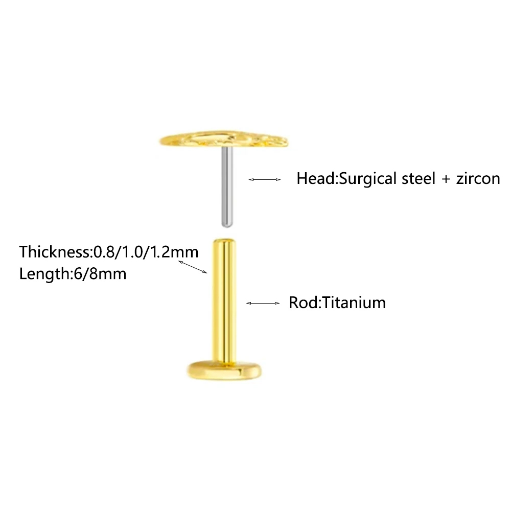 ASTM F-136 Titanyum Labret Zin - Body Jewelry Threadless incelemesi ve fiyatı